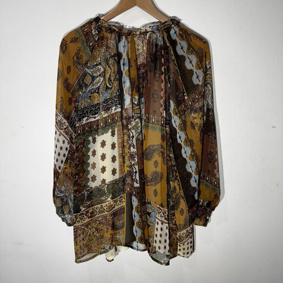 NWT Chelsea & Theodore Plus Size 3X Peasant Top Bandanna Paisley Boho print - Picture 7 of 14